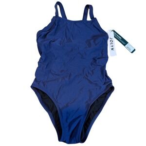 Jolyn Train Caroline One Piece Swimsuit Navy Blue Size 32 NWT